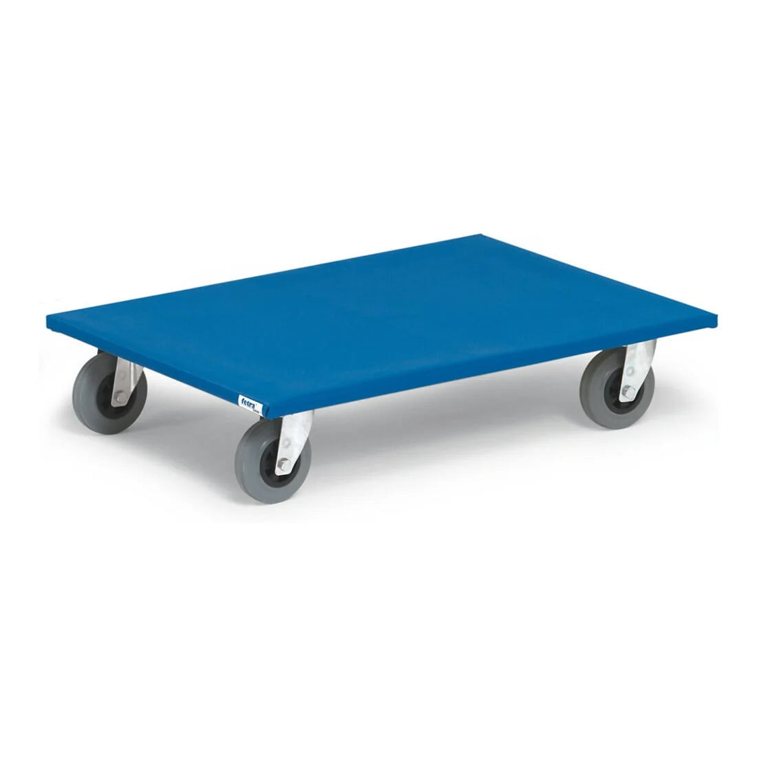 Großer Möbelroller Fetra mit blauer Ladefläche 80 × 60 cm und vier Lenkrollen